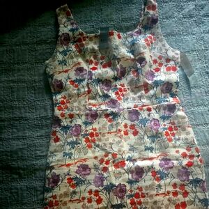 Ann Taylor Dresses white floral midi sheath dress 0 petite